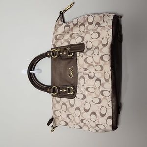 Coach Ashley Signature metallic leather canvas carry all bag